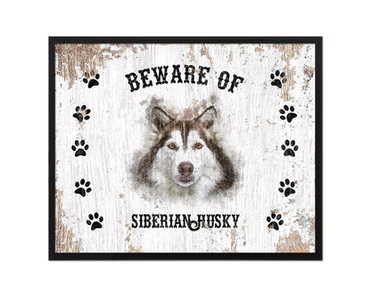 Beware of Russell Terrier Sign Wood Framed Print Wall Art Decor Gifts