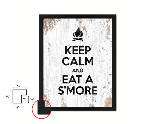 Keep calm and eat a smore Quote Framed Print Home Decor Wall Art Gifts