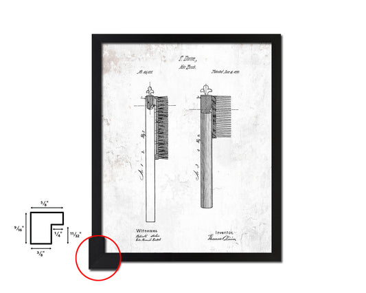 Hair Brush Barbershop Vintage Patent Artwork Black Frame Print Wall Art Decor Gifts
