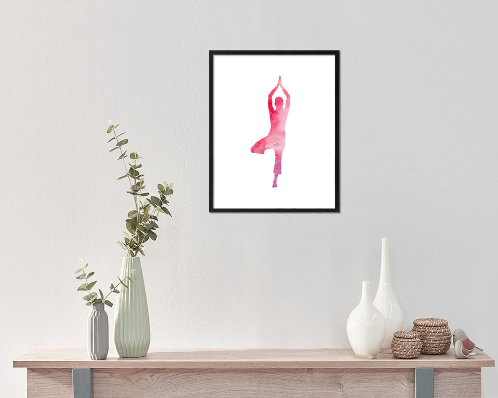 Tree Vrksasana Yoga Wood Framed Print Wall Decor Art Gifts