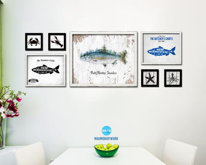 Pink Alaska Samlon Fish Framed Prints Modern Restaurant Sushi Bar Watercolor Wall Art Decor