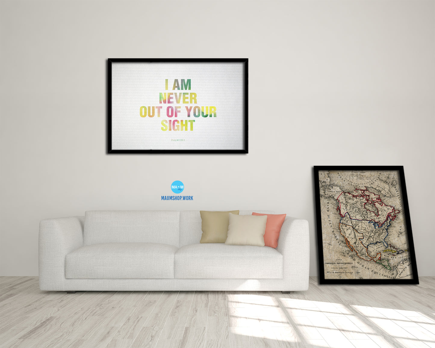 I am never out of your sight, Psalm 139:3 Bible Verse Scripture Framed Print Wall Decor Art Gifts