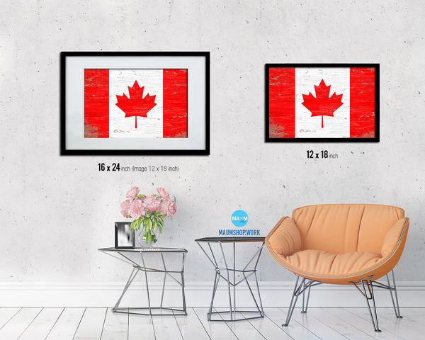 Canada Shabby Chic Country Flag Wood Framed Print Wall Art Decor Gifts