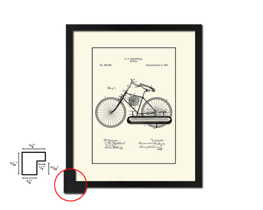 Vehicle Bicycle Vintage Patent Artwork Black Frame Print Wall Art Decor Gifts
