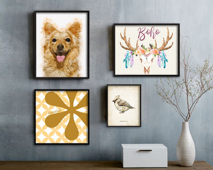 Terrier Dog Puppy Portrait Framed Print Pet Watercolor Wall Decor Art Gifts