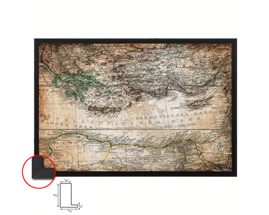 Eastern Mediterranean Antique Map Framed Print Art Wall Decor Gifts
