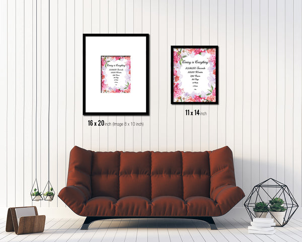 Timing is everything 1 Year 12 Months Quote Framed Print Home Decor Wall Art Gifts