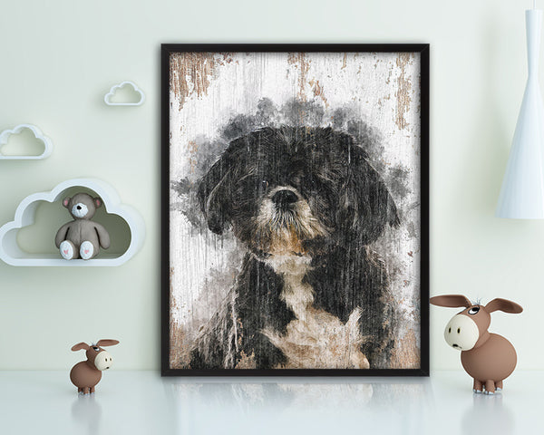 Shih Tzu Dog Puppy Portrait Framed Print Pet Watercolor Wall Decor Art Gifts