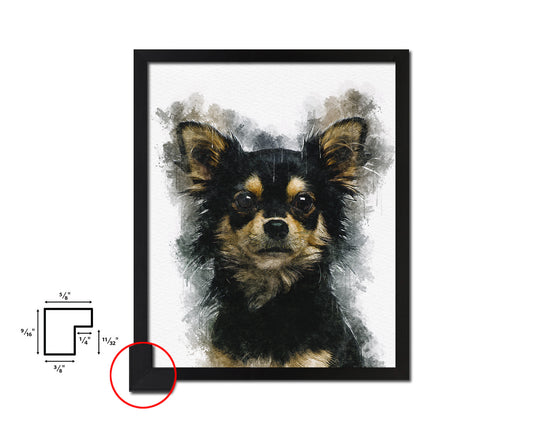 Chihuahua Dog Puppy Portrait Framed Print Pet Watercolor Wall Decor Art Gifts