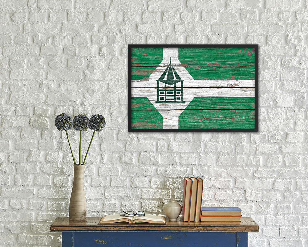 Milford City Connecticut State Rustic Flag Wood Framed Paper Prints Decor Wall Art Gifts
