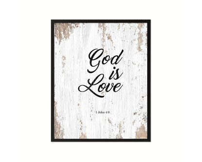 God is love, 1 John 4:8 Quote Wood Framed Print Home Decor Wall Art Gifts
