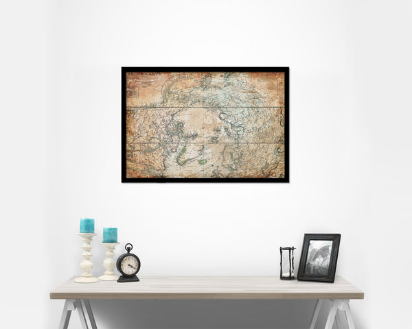 North Pole Stieler Antique Map Framed Print Art Wall Decor Gifts