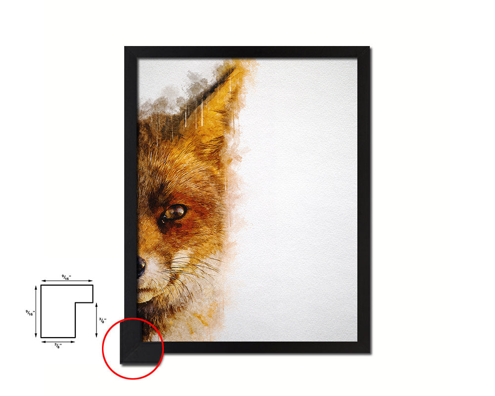 Red Fox Animal Painting Print Framed Art Home Wall Decor Gifts
