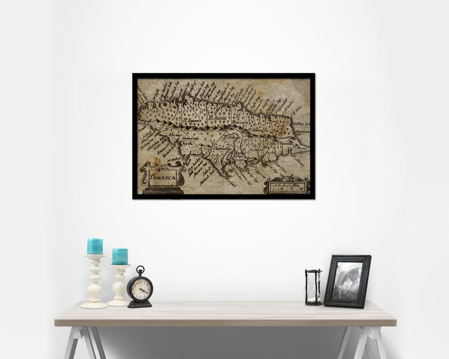 Jamaica John Speed 1675 Historical Map Framed Print Art Wall Decor Gifts