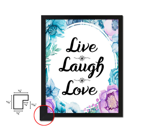 Live laugh love Quote Boho Flower Framed Print Wall Decor Art