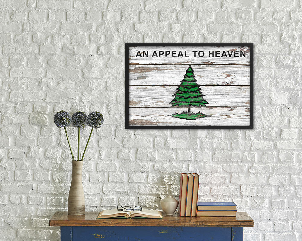 Christian Liberty Tree An Appeal To Heaven Wood Rustic Flag Framed Print Art