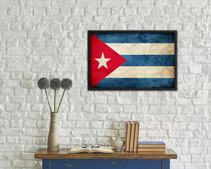Cuba Country Vintage Flag Wood Framed Print Wall Art Decor Gifts