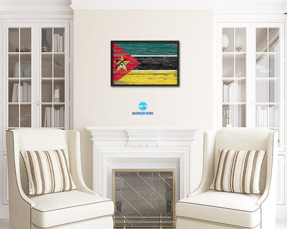 Mozambiqu Country Wood Rustic National Flag Wood Framed Print Wall Art Decor Gifts