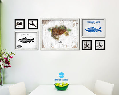 Turtle Fish Framed Prints Modern Restaurant Sushi Bar Watercolor Wall Art Decor