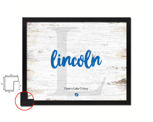 Lincoln Personalized Biblical Name Plate Art Framed Print Kids Baby Room Wall Decor Gifts