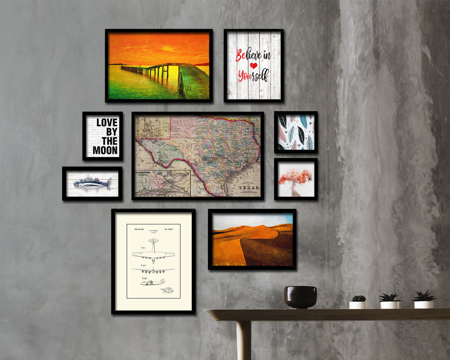 Texas Historical Map Framed Print Art Wall Decor Gifts