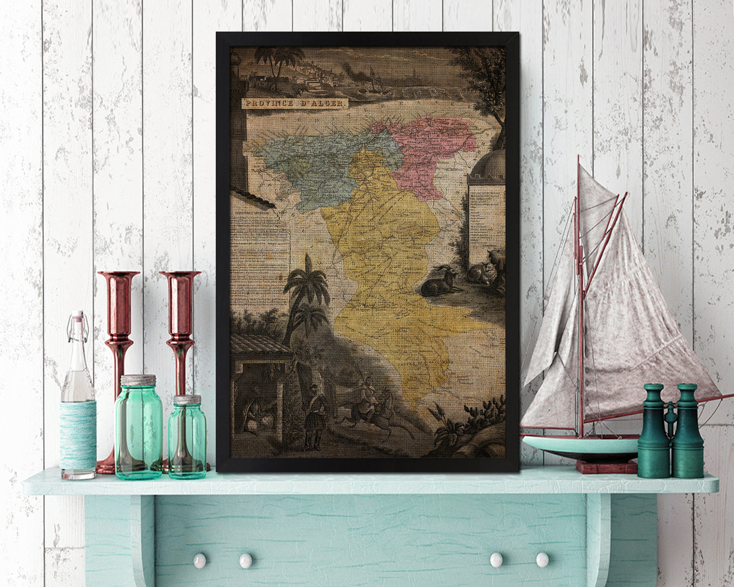 Province D'alcer Vintage Map Wood Framed Print Art Wall Decor Gifts