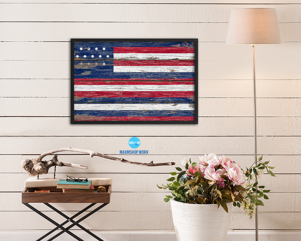 Serapis Hostoryic Wood Rustic Flag Wood Framed Print Wall Art Decor Gifts