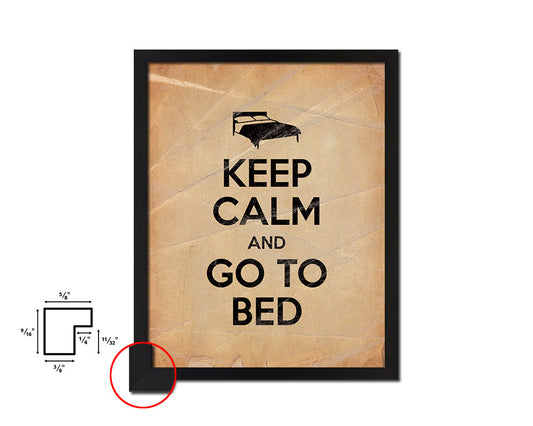 Keep calm and go to bed Quote Paper Artwork Framed Print Wall Decor Art