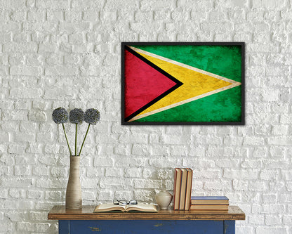 Guyana Country Vintage Flag Wood Framed Print Wall Art Decor Gifts