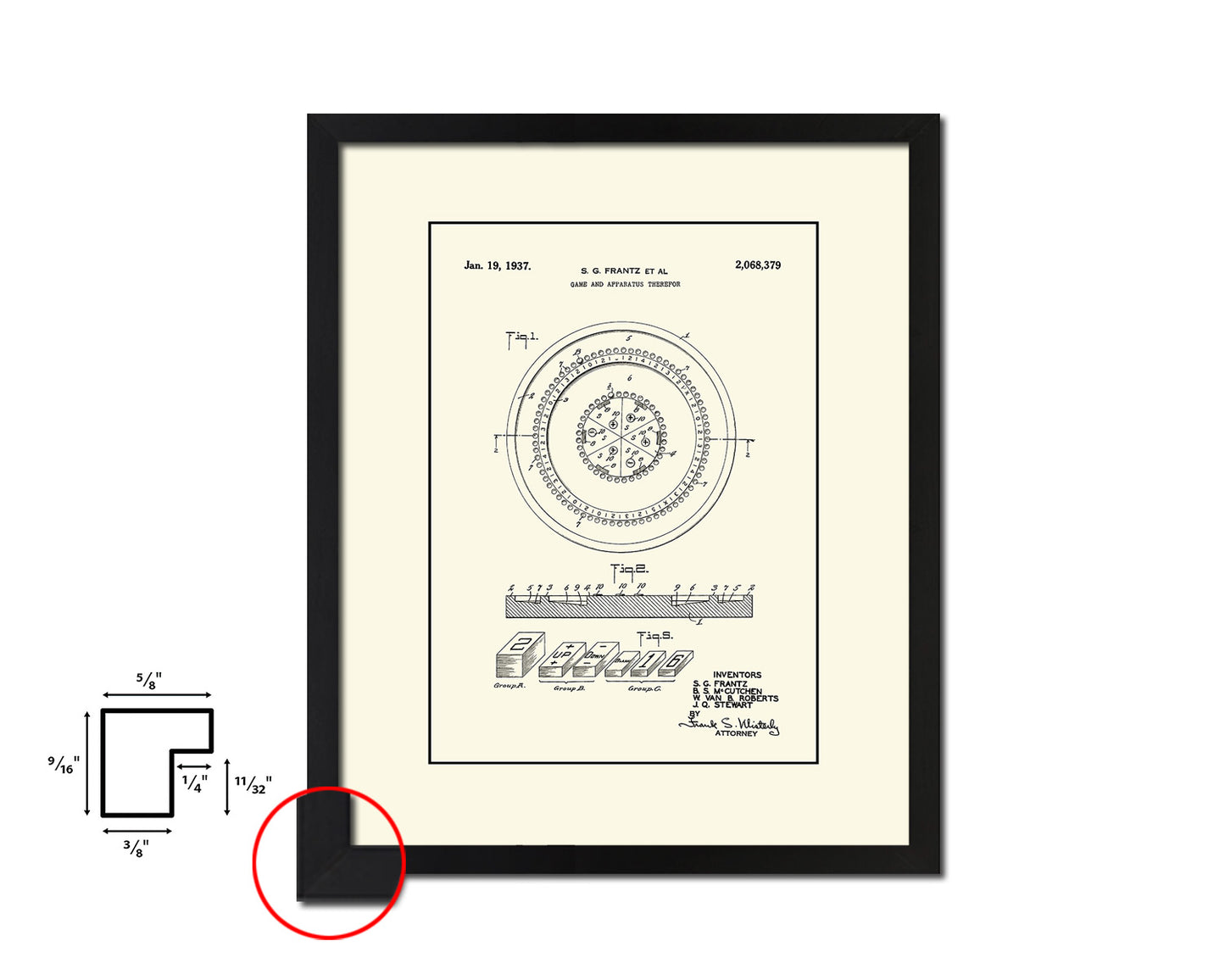 Roulette Table Game Playing Card Vintage Patent Artwork Black Frame Print Gifts