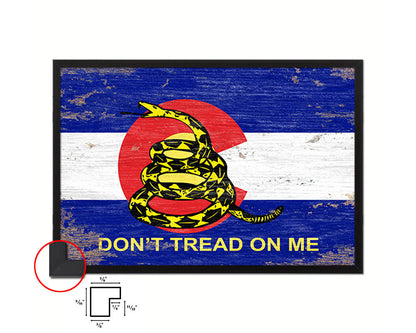 Gadsden Don't Tread On Me Colorado State Shabby Chic Military Flag Framed Print Art