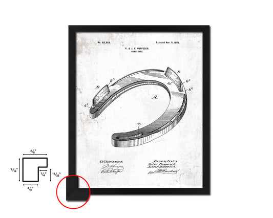 Horseshoe Cowboy Vintage Patent Artwork Black Frame Print Wall Art Decor Gifts
