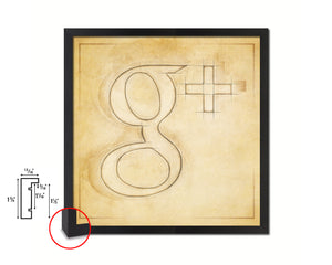 Google Plus Social Media Symbol Icons logo Wood Framed Print Home Decor Wall Art Gifts