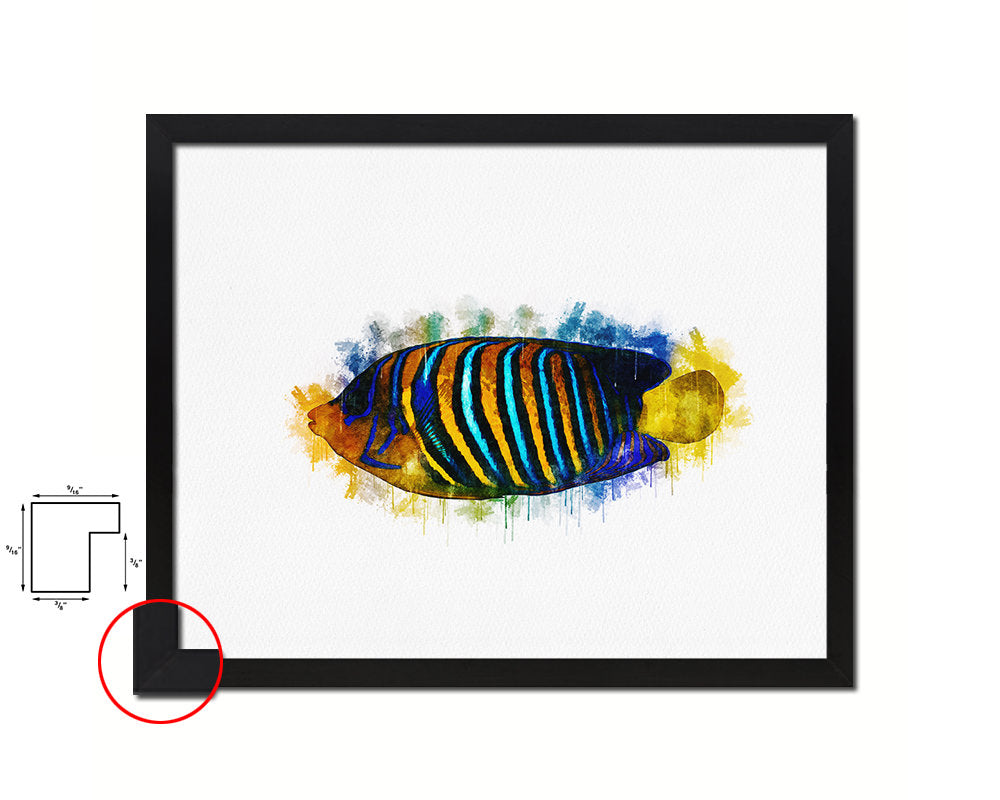 Tropical Fish Framed Print Modern Restaurant Sushi Bar Modern Watercolor Wall Art Decor