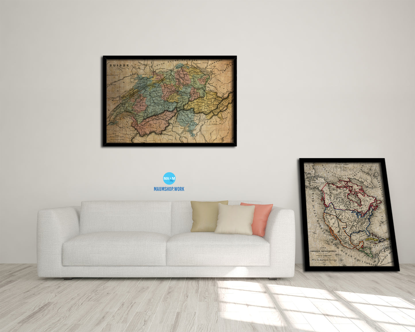 Switzerland 1860 Vintage Map Framed Print Art Wall Decor Gifts