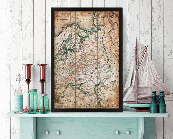 Russia Antique Map Wood Framed Print Art Wall Decor Gifts