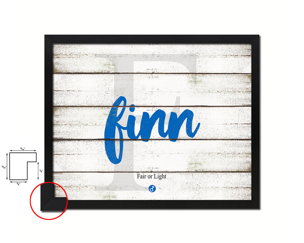 Finn Personalized Biblical Name Plate Art Framed Print Kids Baby Room Wall Decor Gifts