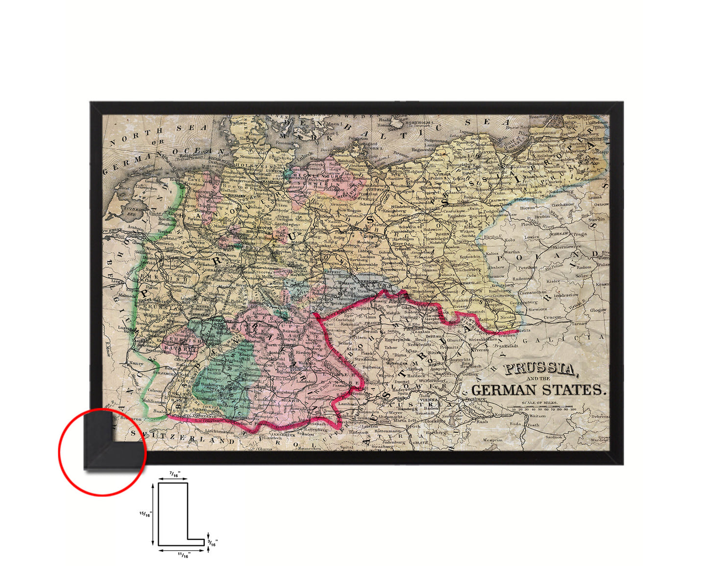 Prussia Germany Historical Map Framed Print Art Wall Decor Gifts