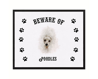 Beware of Pomeranian Spitz Sign Wood Framed Print Wall Art Decor Gifts