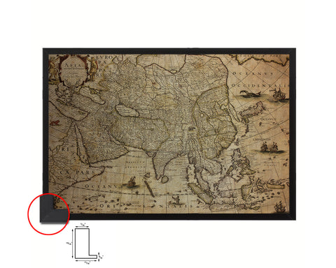 Asia Willem Blaeu Amsterdam 1640 Vintage Map Framed Print Art Wall Decor Gifts