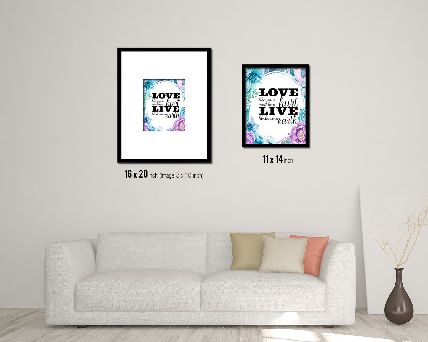 Love like you've never been hurt Quote Boho Flower Framed Print Wall Decor Art