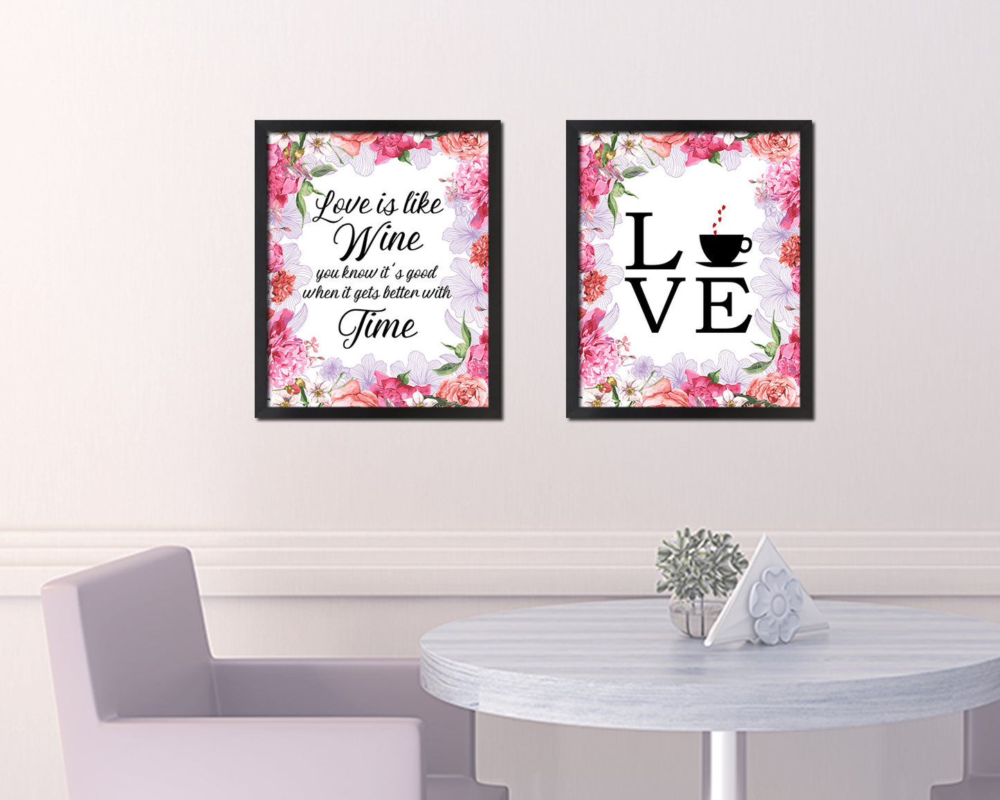 Love is like wine you know it's good Words Wood Framed Print Wall Decor Art Gifts