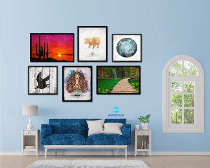 Seagull Nautical Wood Framed Gifts Ocean Beach Fishing Home Decor Wall Art Prints