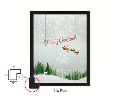 Merry Christmas Santa Holiday Season Gifts Wood Framed Print Home Decor Wall Art