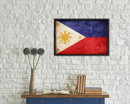 Philippines Country Vintage Flag Wood Framed Print Wall Art Decor Gifts