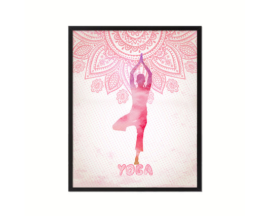 Tree Vrksasana Yoga Wood Framed Print Wall Decor Art Gifts