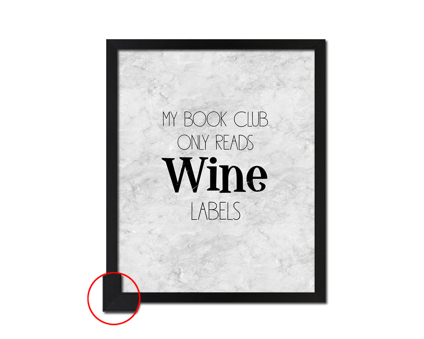 My book club only reads wine labels Quote Framed Print Wall Art Decor Gifts