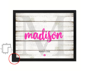 Madison Personalized Biblical Name Plate Art Framed Print Kids Baby Room Wall Decor Gifts