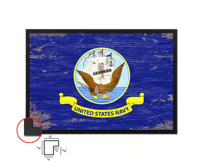 US Navy Shabby Chic Military Flag Framed Print Decor Wall Art Gifts