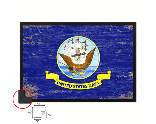 US Navy Shabby Chic Military Flag Framed Print Decor Wall Art Gifts